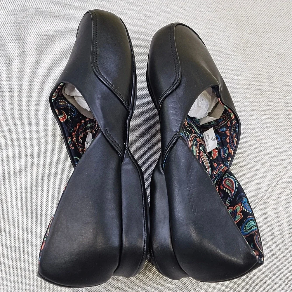 Dr Leonards Mens Slip‎ On Slippers Moccasin Style Black Size 7M